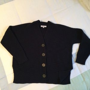 Madewell Navy Blue Button Boxy Cardigan Sweater